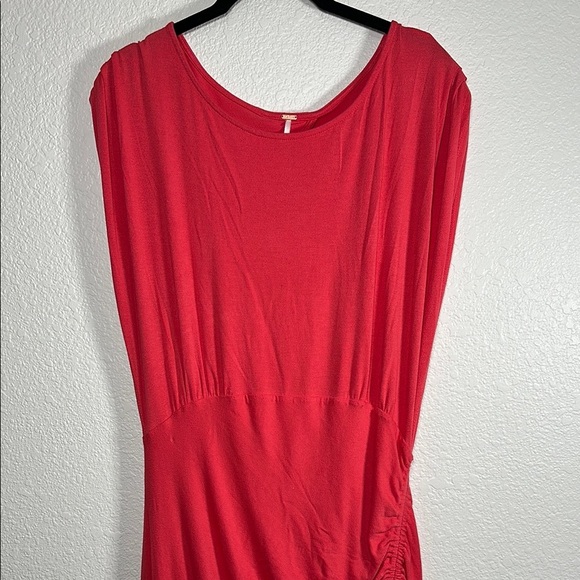 Free People NWT Lakeside Midi Dress Bella Rose Pink  Side Slit Open Back Large - Picture 2 of 10